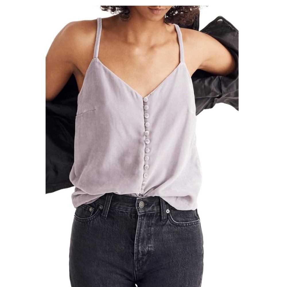 NWT Madewell Velvet Button Down Cami Thistle